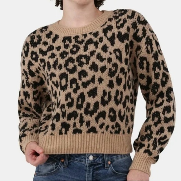 No Boundaries Woman’s Sweater Large Leopard Animal Print Cropped Crewneck Y2K - Picture 5 of 5